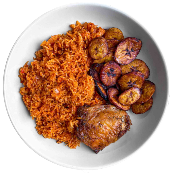 Jollof Rice served with Chicken & Plantain - Bulk
